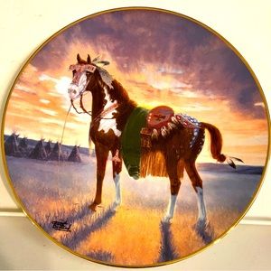"Crow War Pony" from the "Warrior's Pride" Plate Collection by Huck DeHaan 2937A